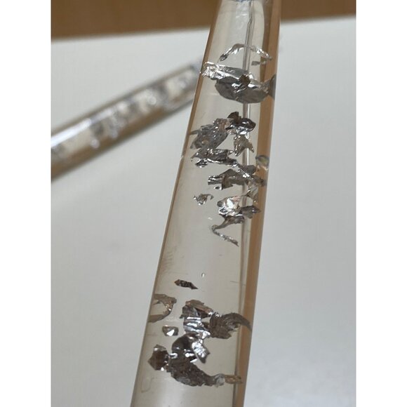 Vintage Decorative Clear Lucite Taper Candles With Silver Foil Accents By Gregor - Picture 7 of 9